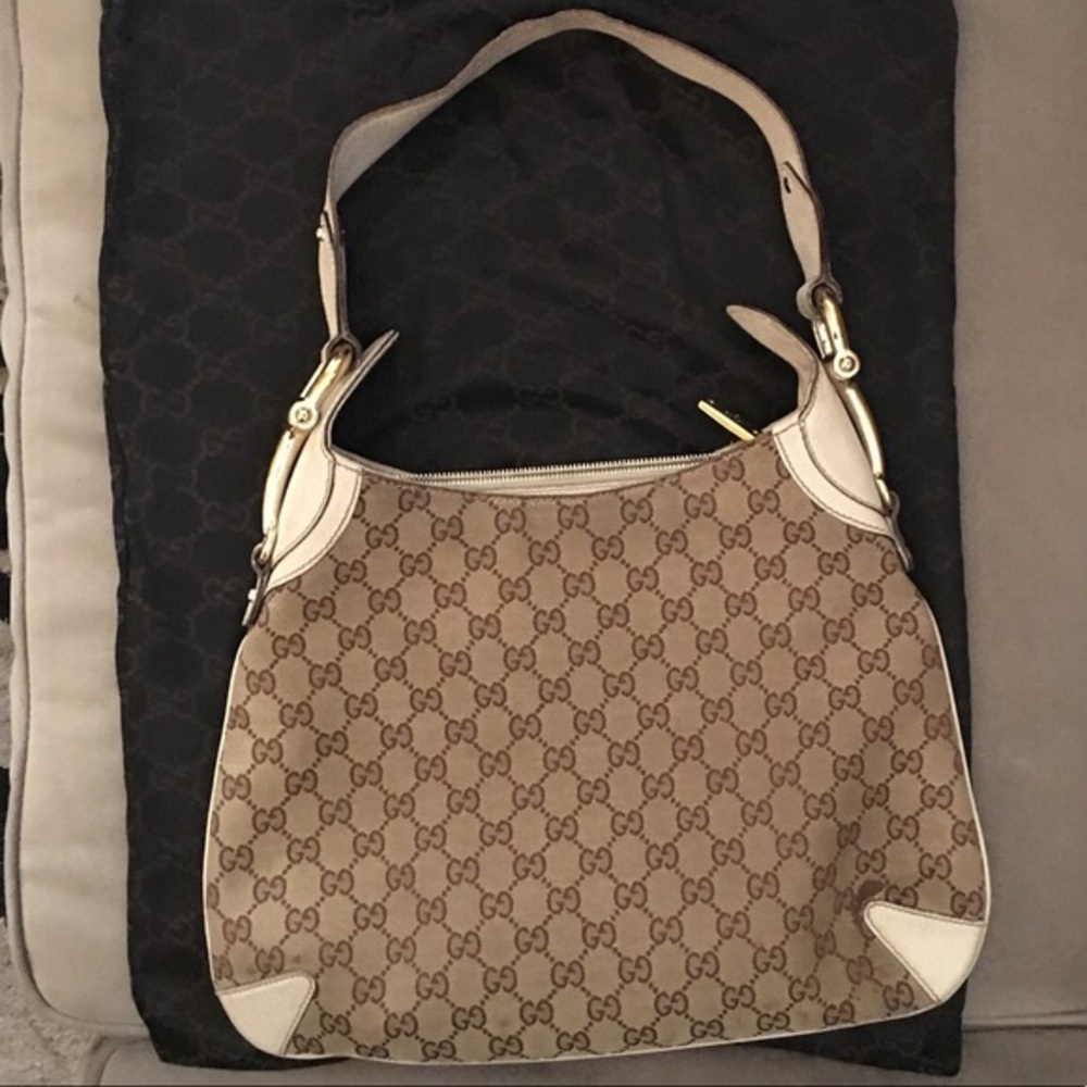 AUTHENTIC Gucci canvas hobo monogram purse